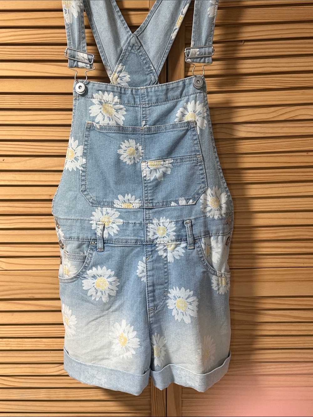 NOBO Light Blue Denim Daisy Print Short Overalls